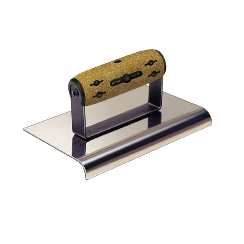 Kraft 10" x 4" 1"R Elite Series Five Star™ Stainless Steel Highway Edger with Cork Handle