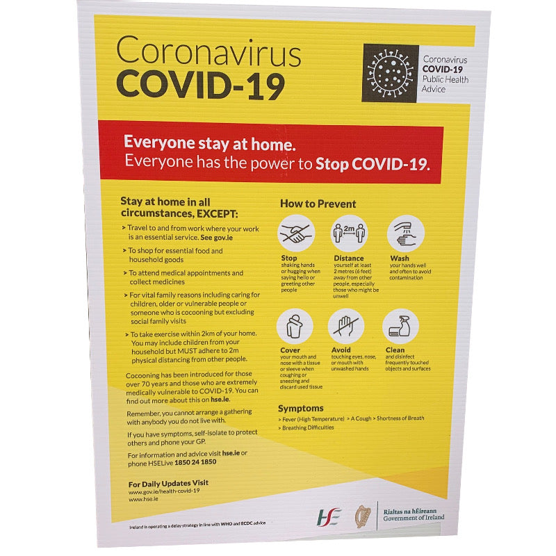 Covid-19 Public Health Advice Wall Sign