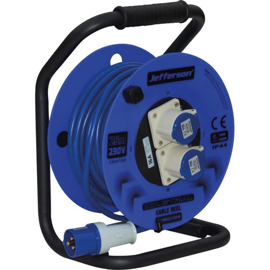 Jefferson 25m 230V 16A Industrial Cable Reel with 2.5mm Core