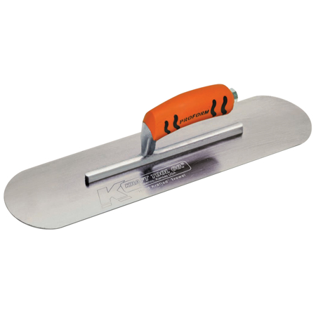 Kraft 16" x 4" Carbon Steel Pool Trowel with a ProForm® Handle on a Short Shank