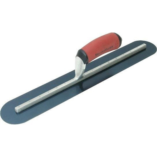 MARSHALLTOWN 16” X 4” BLUE STEEL FINISHING TROWEL - FULLY ROUNDED - CURVED DURASOFT HANDLE