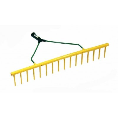 Plastic Yellow Landscape Rake 16 Teeth Straight with Timber Handle