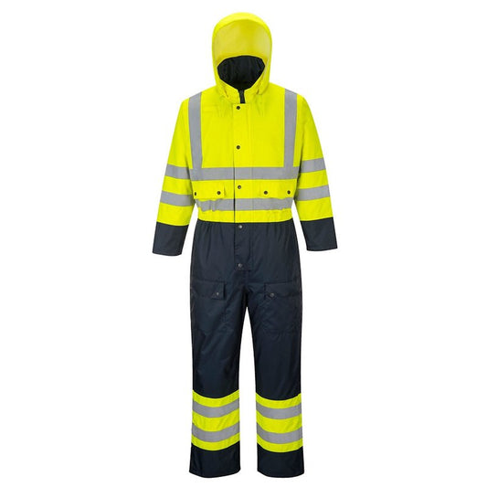 PORTWEST HI-VIS CONTRAST COLD-WEATHER COVERALL - LINED