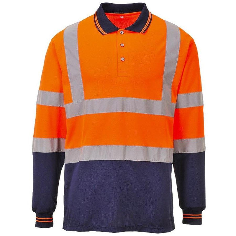 PORTWEST TWO-TONE HI-VIS POLO SHIRT L/S