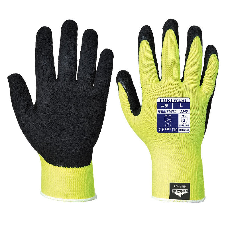 Portwest Hi-Vis Grip Glove - Latex (PACK OF 12)