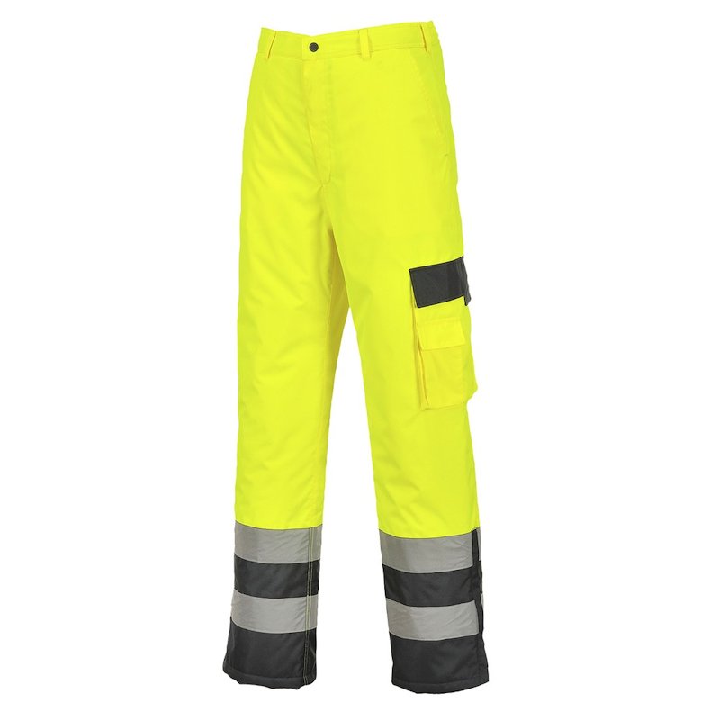 PORTWEST HI-VIS CONTRAST TROUSERS - LINED