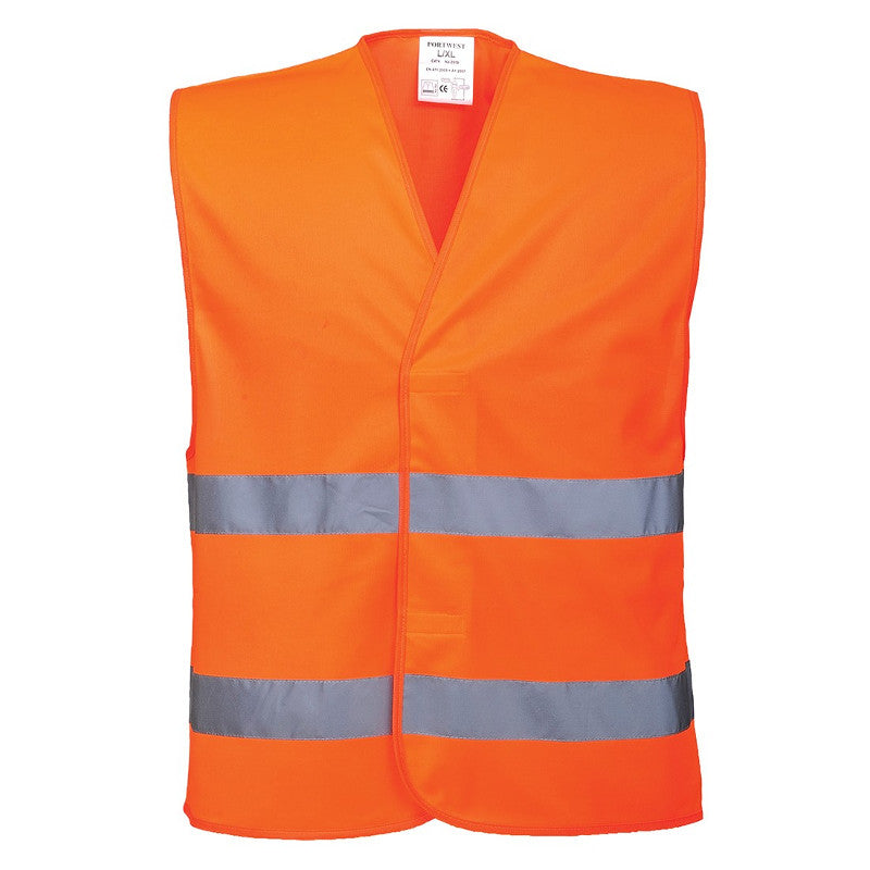 PORTWEST HI-VIS TWO BAND VEST (PACK OF 20 WITH NAME AND NUMBER)