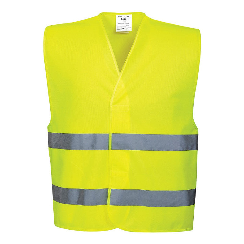 PORTWEST HI-VIS TWO BAND VEST (PACK OF 20 WITH NAME AND NUMBER)