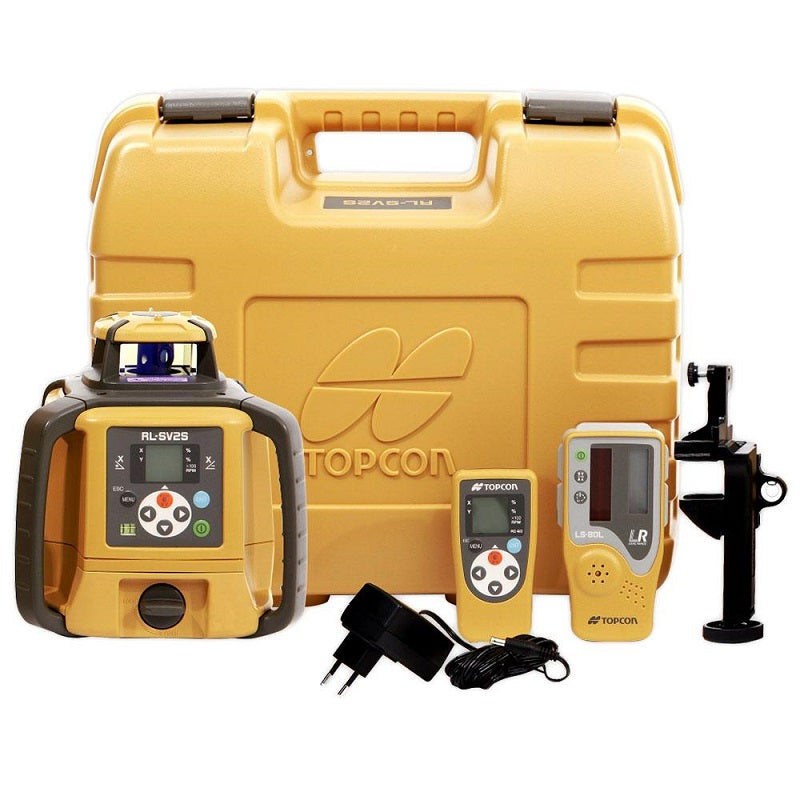 Topcon RL-SV25 Dual Grade Laser Level Kit with Tripod & Staff (Standard Receiver)