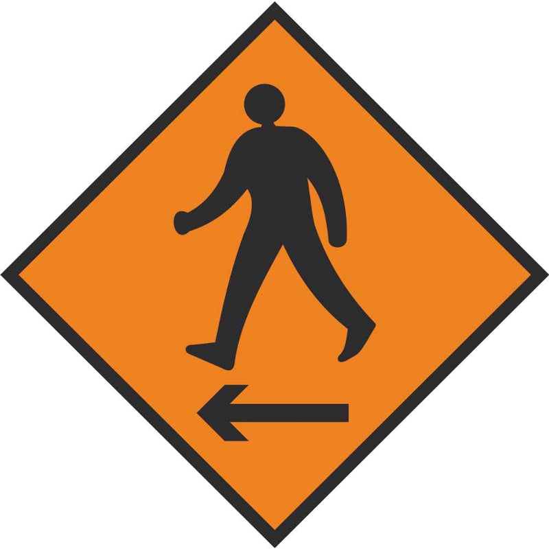 WK 080 ROAD SIGN 600 X 600 PEDESTRIAN LEFT