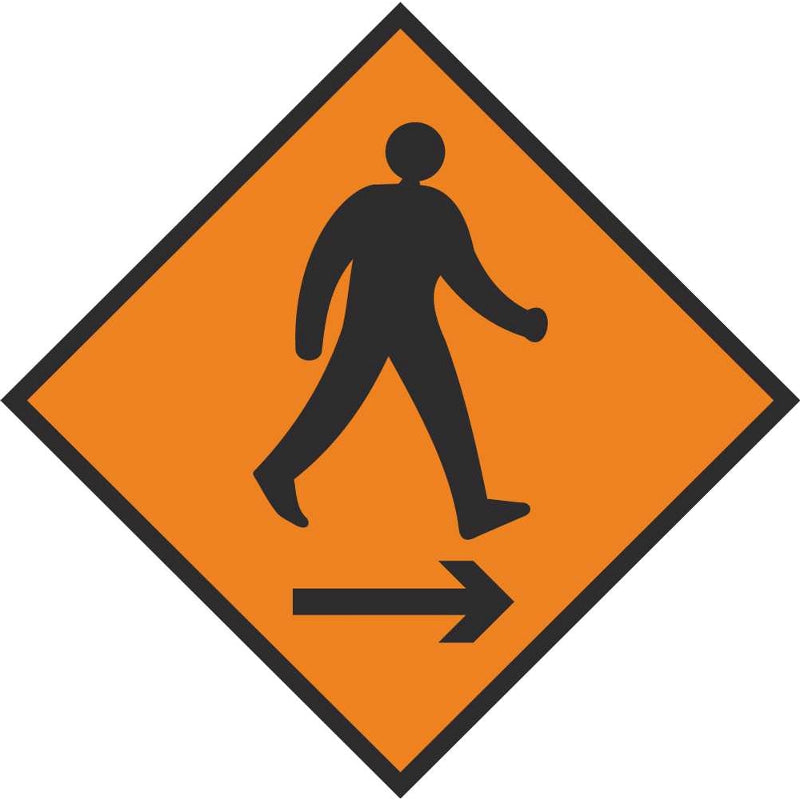 WK 081 ROAD SIGN 600 X 600 PEDESTRIAN RIGHT
