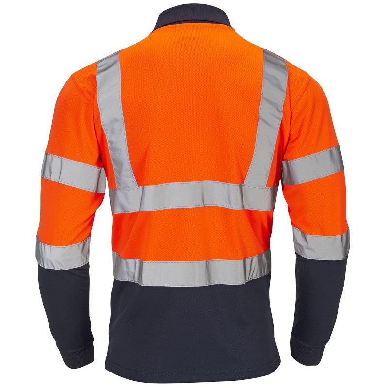 Supertouch Hi-Vis 2 Tone Orange Long Sleeve Polo Shirt