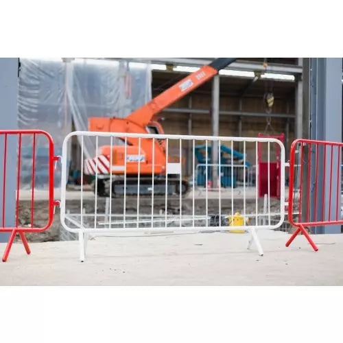 Red or White Powder Coated Crowd Control Barrier - Fixed Leg