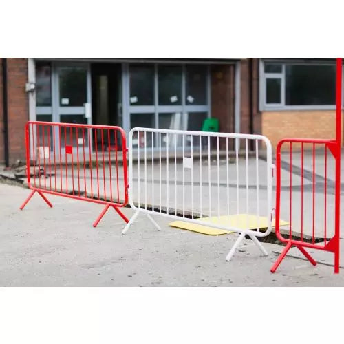 Red or White Powder Coated Crowd Control Barrier - Fixed Leg