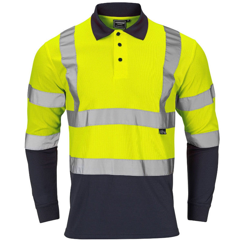 Supertouch Hi-Vis 2 Tone Yellow Long Sleeve Polo Shirt