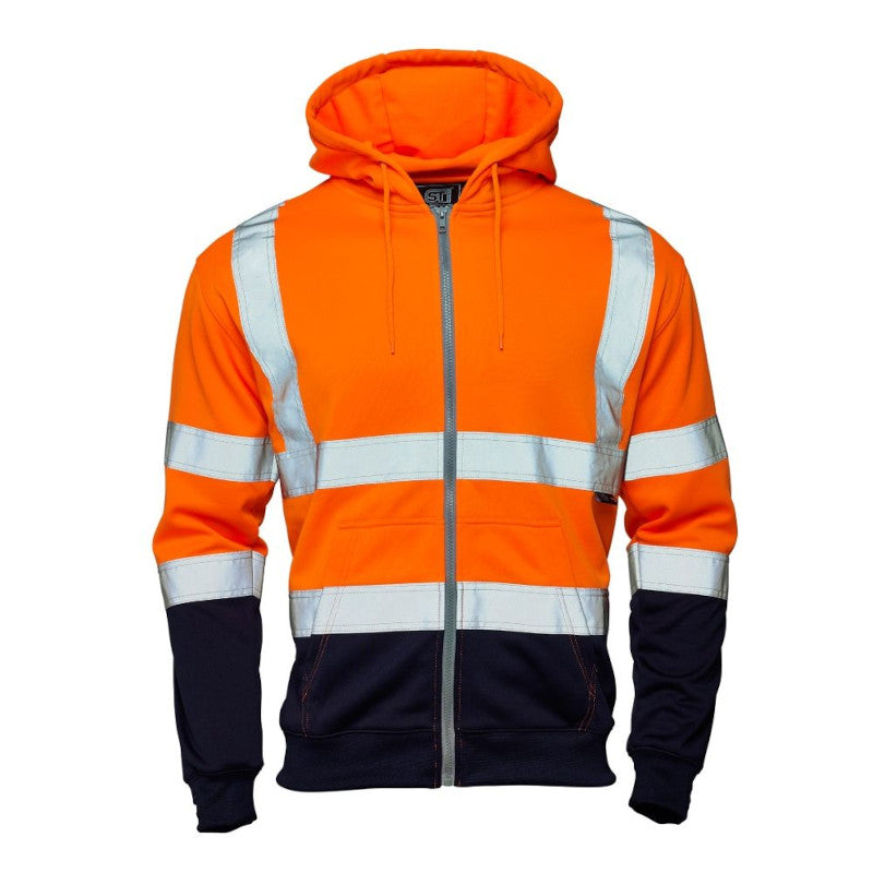 Supertouch Hi Vis Orange 2 Tone Hooded Zipped Sweatshirt AND Jogging Bottoms